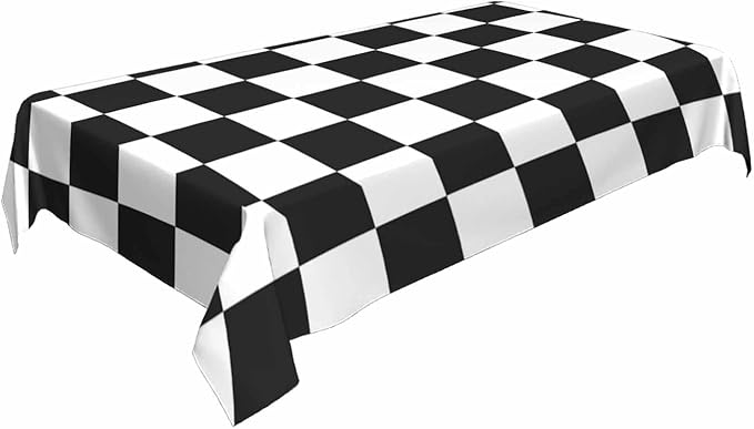 TKS MITLAN Chess Board Decorative Rectangle Tablecloth Black and White Checker Board Polyester Table Cloths Kitchen Table Cover for Dining BBQ Picnic Coffee Table 60 x 84 Inch 6-8 Seats