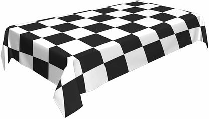 TKS MITLAN Chess Board Decorative Rectangle Tablecloth Black and White Checker Board Polyester Table Cloths Kitchen Table Cover for Dining BBQ Picnic Coffee Table 60 x 84 Inch 6-8 Seats