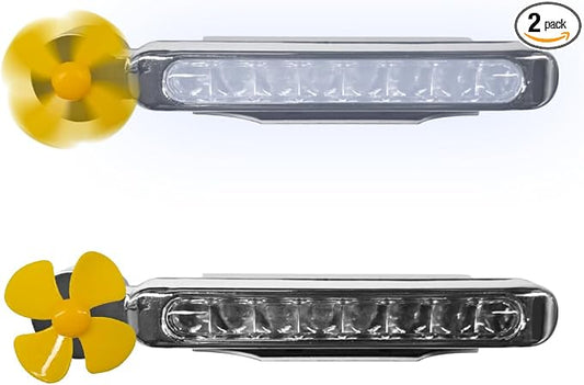 2PCS Wind Powered Car Lights, 8 LED Bead Self-Adhesive Automotive Grille Light, Universal Wind Energy Vehicle Exterior Ambient Lamp Decoration for Most Cars, Motorcycles (White)