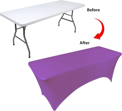 BDDC 4ft Stretch Spandex Fitted Table Cloth for 4 Foot Tables | GRS-Certified Eco-Friendly Fabric, Elastic Fit Rectangle Tablecloth, Washable, Wrinkle-Free, For Events & Parties