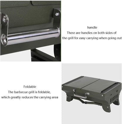 Camping Barbecue Grill Portable Foldable Charcoal Barbecue Grill Stainless Steel Outdoor Camping BBQ Grill for Garden Camping Grill Barbecue Charcoal Grill