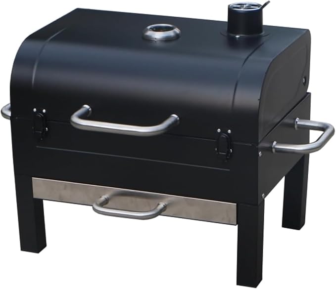 18-Inch Portable Tabletop Charcoal BBQ Grill, 2-Tiered with Side Handles & Lid, Compact Grill & Smoker for Picnic, Tailgate & Outdoor Cooking