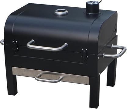 18-Inch Portable Tabletop Charcoal BBQ Grill, 2-Tiered with Side Handles & Lid, Compact Grill & Smoker for Picnic, Tailgate & Outdoor Cooking