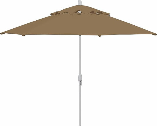 Treasure Garden 11ft Patio Umbrella – Outdoor Market Umbrella – Deluxe Auto-Tilt – White Aluminum Frame (O’bravia, Sand)