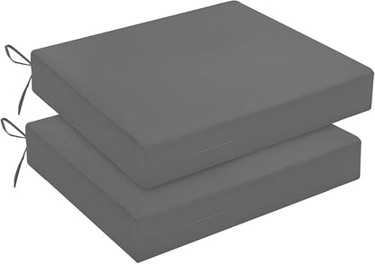 downluxe Outdoor Chair Cushions Set of 2 for Patio Furniture, Water-Resistant Square Corner Patio Chair Cushions with Ties, High Density Foam Outdoor Seat Cushion, 18.5" X 16" X 3", Dark Grey