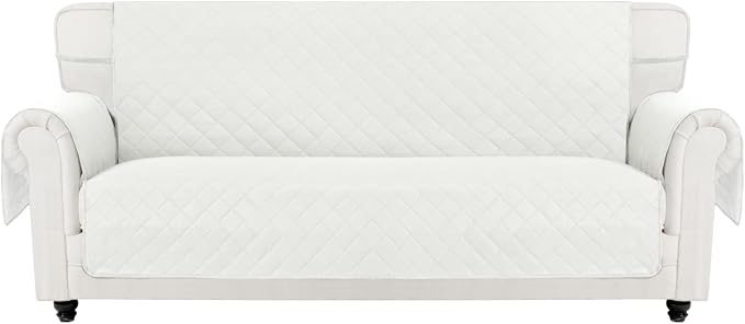 Easy-Going Reversible Oversized Couch Cover for 3 Cushion Couch Sofa Cover for Dogs Water Resistant Furniture Protector Cover with Foam Sticks for Pet (Oversized Sofa, Ivory/Ivory) | Machine Washable Slipcover For Dogs, Water Resistant Furniture Mat Fo...