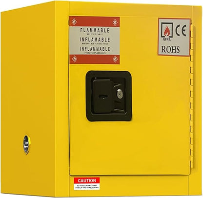 Hazardous Flammable Storage Safety Cabinet 18"x18"x18" Fire Proof Safe | 4 Gal Industry Locker, 3-Point Locking, Double-Wall Steel, Dual Locks, OSHA Compliant, For Gasoline Liquid Fuel Chemical