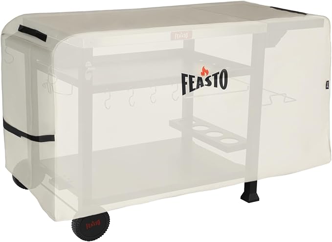 Feasto Outdoor Grill Table Cart, Pizza Oven Stand for Outdoor Indoor, 50" x 22" Stainless Steel Tabletop Dining BBQ Grill with Wheels for Food Prep, 3-Shelf Kitchen Cart with Cover