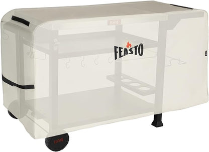 Feasto Outdoor Grill Table Cart, Pizza Oven Stand for Outdoor Indoor, 50" x 22" Stainless Steel Tabletop Dining BBQ Grill with Wheels for Food Prep, 3-Shelf Kitchen Cart with Cover