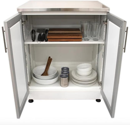 Blue Sky Outdoor Living, OKC3026WSD2W, White Shaker 2-Door Outdoor Kitchen Cabinet – Weather-Resistant Galvanized Steel Modular Base – Durable Patio and Backyard Storage