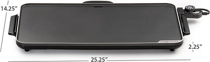 Presto 07072 22-Inch Extra Large Griddle, 22"x 13", Low Profile Design, Ceramic Nonstick, Black