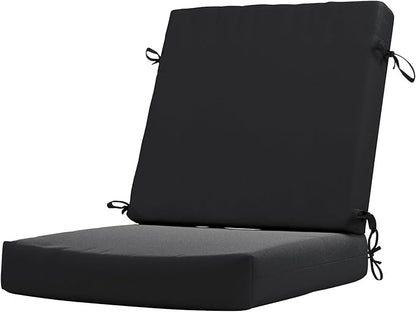 California Umbrella Outdoor Dining Chair, Patio Seat Cushion, 20 x 40 Inch, Premium Outdoor Memory Foam, Fade Resistant Sunbrella Fabric, Fabric Ties,Black