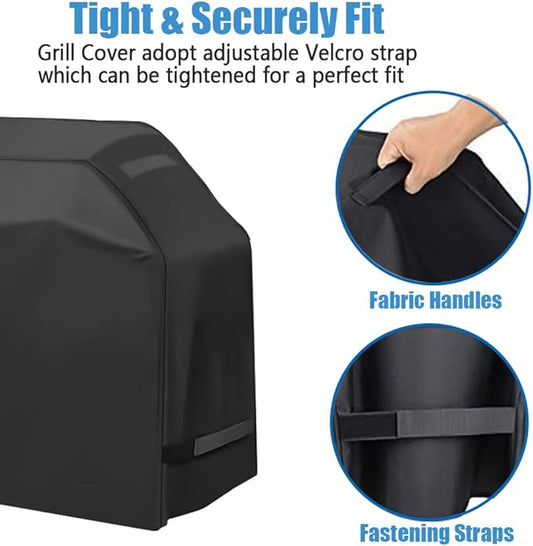 Grill Cover, Waterproof BBQ Grill Cover, 58 inch Rip-Proof and Anti-UV Barbecue Gas Grill Cover Compatible for Weber Char-Broil Nexgrill Grills and More