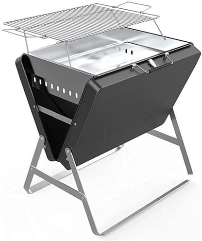 Portable Charcoal BBQ Grill, Briefcase Shape Non-stick Steel Barbecue Grill for Outdoors Camping Picnic and Party Cooking