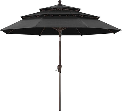 ABCCANOPY 5-Year 10-Year No Fading 9FT 3 Tiers Patio Umbrella, Outdoor Table Umbrella with 8 Sturdy Ribs for Deck, Backyard, Garden, Yard