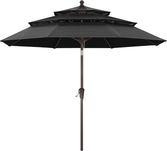 ABCCANOPY 5-Year 10-Year No Fading 9FT 3 Tiers Patio Umbrella, Outdoor Table Umbrella with 8 Sturdy Ribs for Deck, Backyard, Garden, Yard