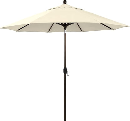 California Umbrella 12-Year-Non-Fading, 9Ft Premium Sunbrella Patio Umbrella, Hand-Crank, Button-Tilt, Bronze Frame, Canvas Fabric