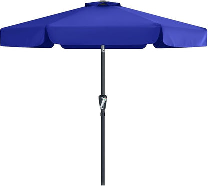 MASTERCANOPY 7.5ft Patio Umbrella with Valance, Crank & Tilt, Blue | 6 ribs, UV/fade-resist, waterproof, vent, for garden/deck/yard/pool
