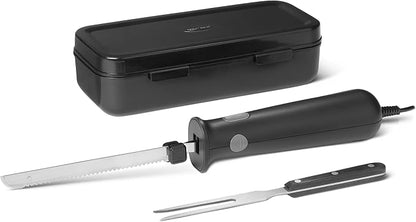 Amazon Basics Electric Knife Set for Meat Slicing and Bread, Ergonomic Design Handle with Storage Case, Black