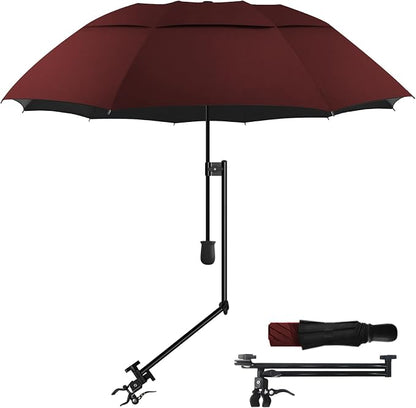 Patio Umbrellas UPF 50+ 360 ° Adjustable Shade Umbrella,Beach Umbrella with Universal Clamp,Beach Clamp on Umbrella,suitable for Patio,beach chairs,golf carts, wheelchairs,carts,bleachers,camping and fishing