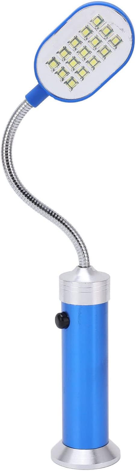 Magnetic Gooseneck Lamp, High Brightness LED Work Light 360° Adjustable for Outdoor Fishing BBQ Cycling Aluminum Alloy 4.3in Hose (Blue)