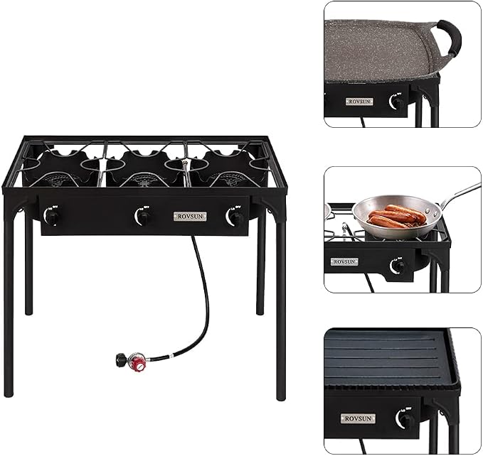 ROVSUN 2/3 Burner Outdoor Propane Gas Stove High Pressure Stand Cooker for Backyard Cooking Camping Home Brewing Canning Turkey Frying