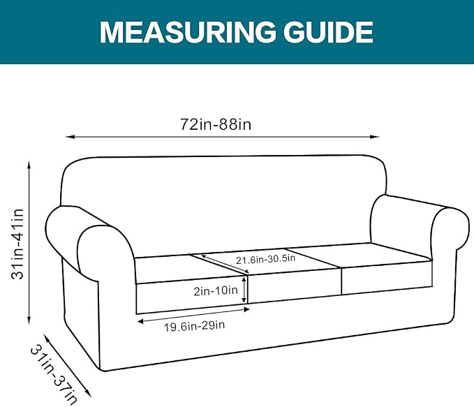 Turquoize 4 Piece Sofa Covers For 3 Cushion Couch Sofa Slipcover Soft Couch Cover For Dogs-Washable Sofa Furniture Covers With 3 Individual Cushion Covers, Jacquard Fabric (3 Cushion Sofa, Dusty Blue)