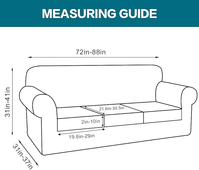 Turquoize 4 Piece Sofa Covers for 3 Cushion Couch Sofa Slipcover Soft Couch Cover for Dogs-Washable Sofa Furniture Covers with 3 Individual Cushion Covers, Feature Jacquard Fabric(Dove)