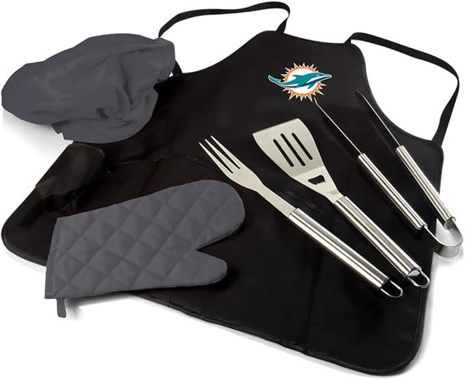 Picnic TIME BBQ Apron Tote Pro Grill Set, (Black with Gray Accents)