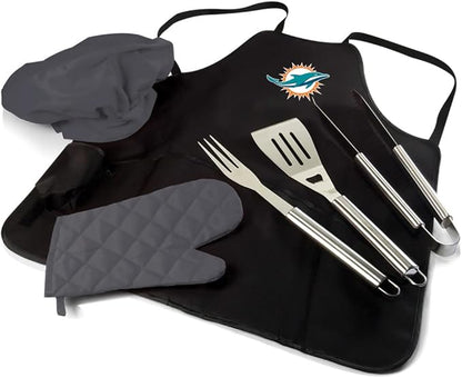 Picnic TIME BBQ Apron Tote Pro Grill Set, (Black with Gray Accents)
