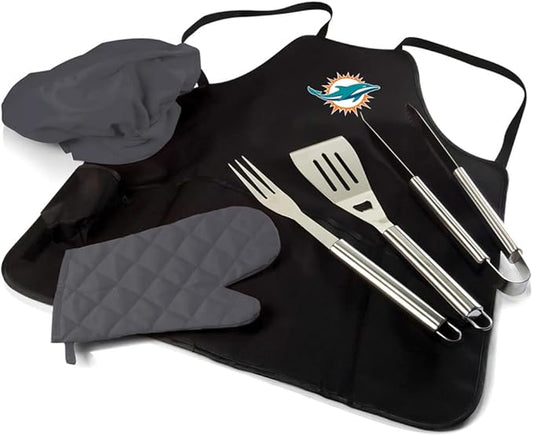 Picnic TIME BBQ Apron Tote Pro Grill Set, (Black with Gray Accents)