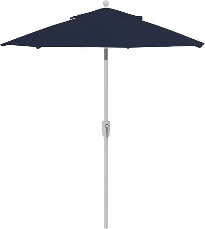 Treasure Garden 7.5ft Patio Umbrella – Outdoor Market Umbrella – Push Button Tilt – White Aluminum Frame (Sunbrella, Spectrum Indigo)