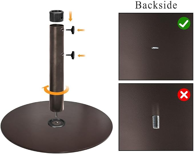 EliteShade USA Up to 140 lbs Heavy Duty Round Umbrella Base, Steel Plate Patio Umbrella Stand Holder for Outdoor Market Garden or Patio Table, Bonus 18" Weight Sandbag (Sand Not Included), Bronze