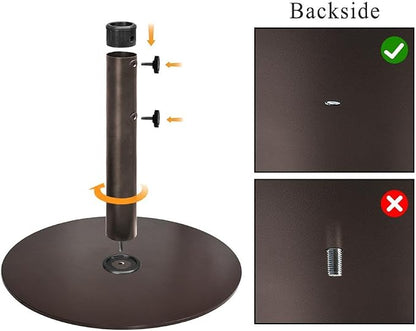 EliteShade USA Up to 140 lbs Heavy Duty Round Umbrella Base, Steel Plate Patio Umbrella Stand Holder for Outdoor Market Garden or Patio Table, Bonus 18" Weight Sandbag (Sand Not Included), Bronze
