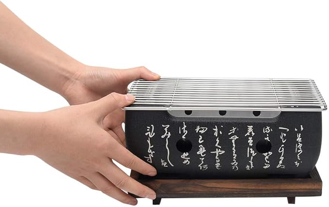 Japanese Style Barbecue Grill Portable Food Charcoal Stove/BBQ Plate Household Barbecue Tools Accessories (BBQ Grill (24X12.5cm))