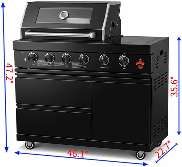46-inch Propane Gas Grill Four Burners Grill Stainless steel Outdoor Kitchen Islands