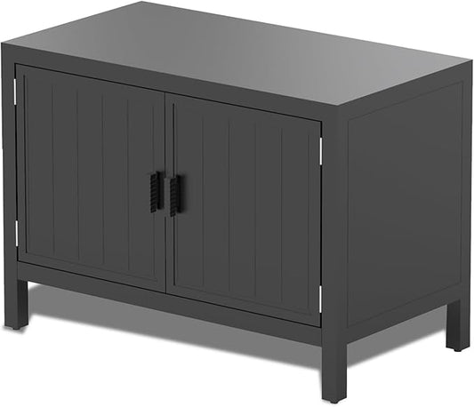 Domi Grill Carts Outdoor with Storage, Outdoor Kitchen Series with Whole Aluminum Finish & Countertop & Storage Space & Protective Cover, BBQ Grill Table for Deck Patio, Dark Gray