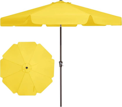 JEAREY 9 FT Patio Umbrella Outdoor, Table Umbrellas Market Umbrella w/Push Button Tilt/Crank, 8 Sturdy Ribs(Yellow)