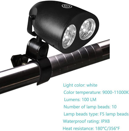 SEIWEI LED Barbecue Grill Light 360 Degree with 10 Super Bright LED Lights BBQ Outdoor Lamp White Lighting Batteries Included for Most Grill Handle for Electric Grill and Camping, Biking, Reading