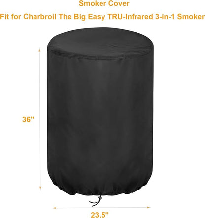 Smoker Cover Fit for Charbroil The Big Easy 3-in-1 Smoker | Waterproof Grill Cover Outdoor Smoker Covers (23" D x 23.5" W x 36" H)