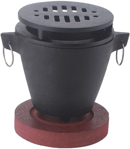 Portable Japanese Smokeless Mini Barbecue Charcoal Grill for Single Person Camping Picnic Party Cooking with Wooden Base and Fuel Holder