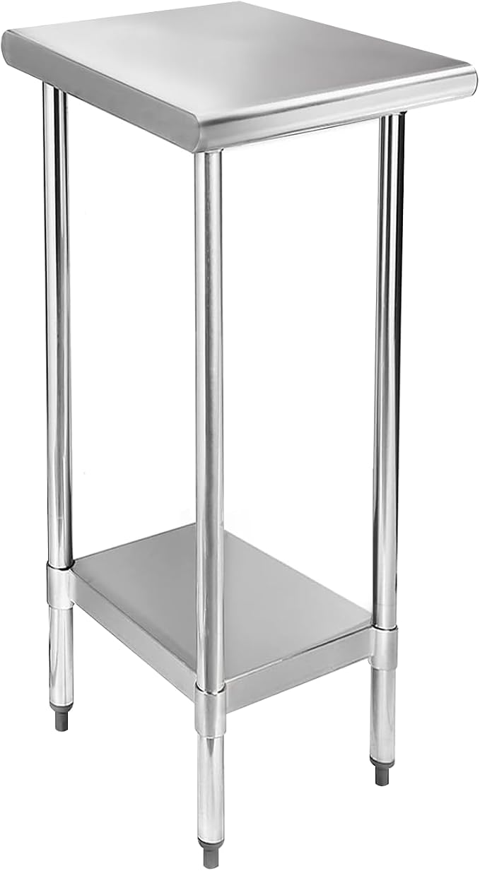 STABLEINK Stainless Steel Small Table with Undershelf 12x24 Inches for Prep | NSF Certified Heavy Duty Metal Work Table Workbench for Commercial Kitchen Restaurant Hotel Laundry Garage Chef Homemaker