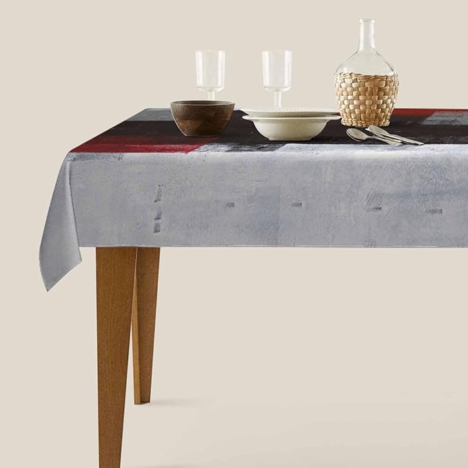 Tablecloth Black White Red Graffiti Table Cloth Rectangle Table 60 x 84 Inch Modern Classic Art Painting Rectangle Unique Creative Kitchen Decorations for Home Dinner Party