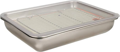 Grilling Gifts for Family: 5-in-1 Outdoor BBQ Food Prep Tray & Carry System, Meat Marinating Container with Lid, Cutting Board & Rack, Metal Cooked Meat Platter Serving Accessories