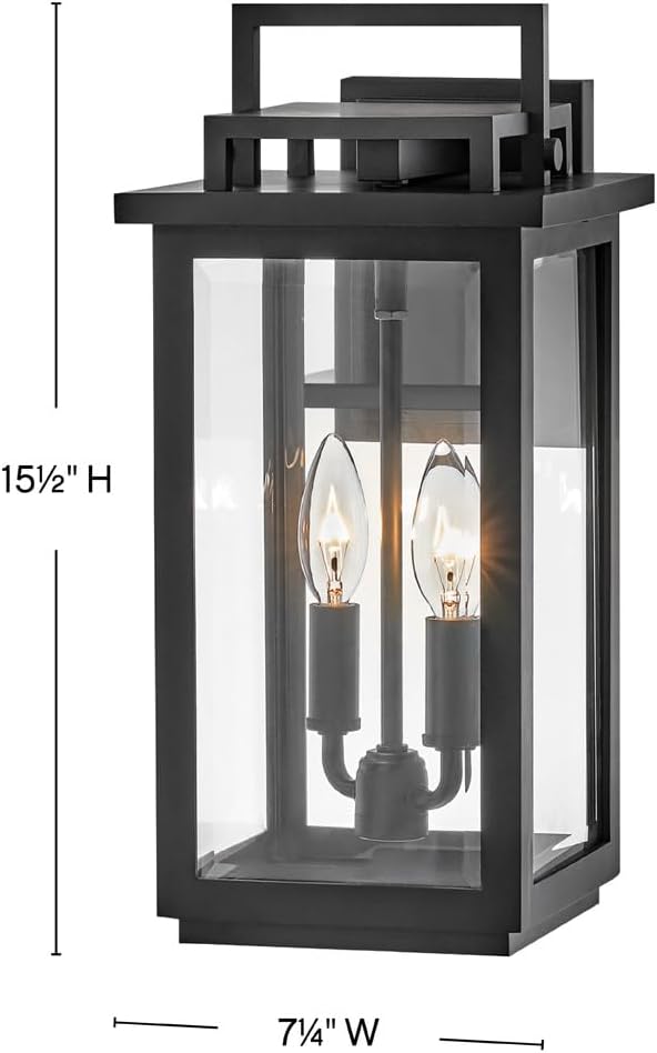 Hinkley Winthrope Medium Outdoor Wall Mount Lantern, Black Finish