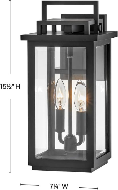 Hinkley Winthrope Medium Outdoor Wall Mount Lantern, Black Finish