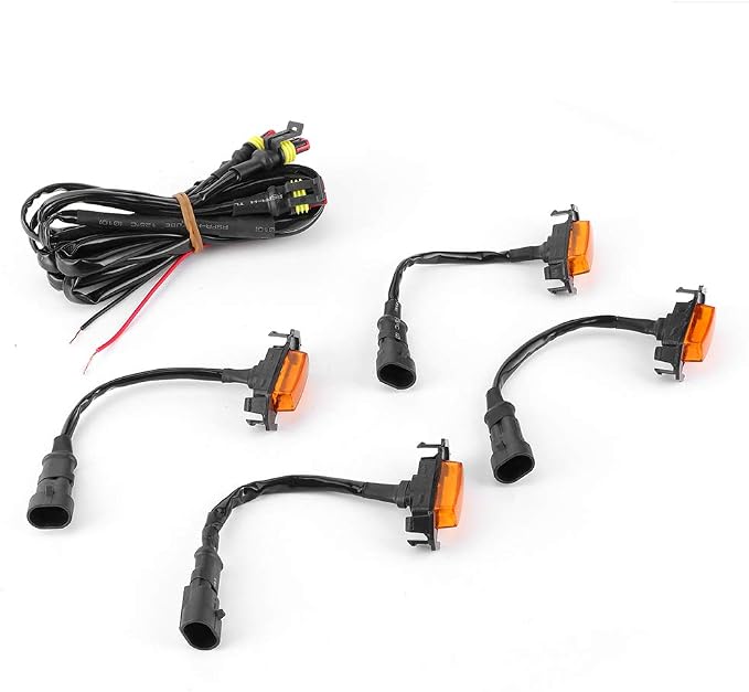 4PCS 12V Car LED Grille Light High Brightness Accessory ABS Material Black Lens White Light Yellow (Yellow Shell)
