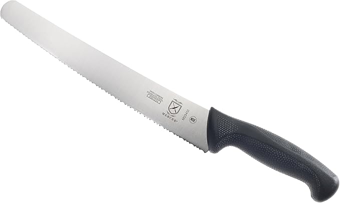 Mercer Culinary M23412 Millennia Black Handle, Wide Fine Sawtooth Blade, Bread Knife