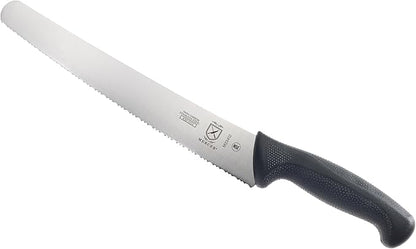 Mercer Culinary M23412 Millennia Black Handle, Wide Fine Sawtooth Blade, Bread Knife