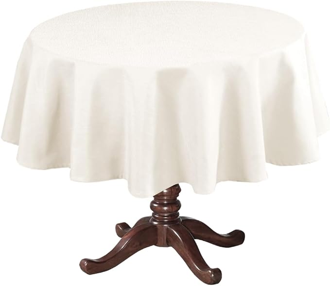 H.VERSAILTEX Linen Textured Table Cloths Round 70 Inch Premium Solid Tablecloth Spill-Proof Waterproof Table Cover for Dining Buffet Feature Extra Soft and Thick Fabric Wrinkle Free, Beige